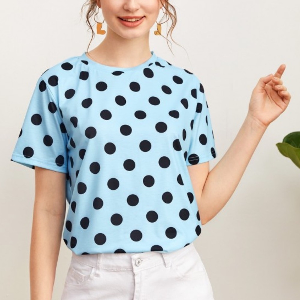 SHEIN Polka Dot Round‎ Neck Tee